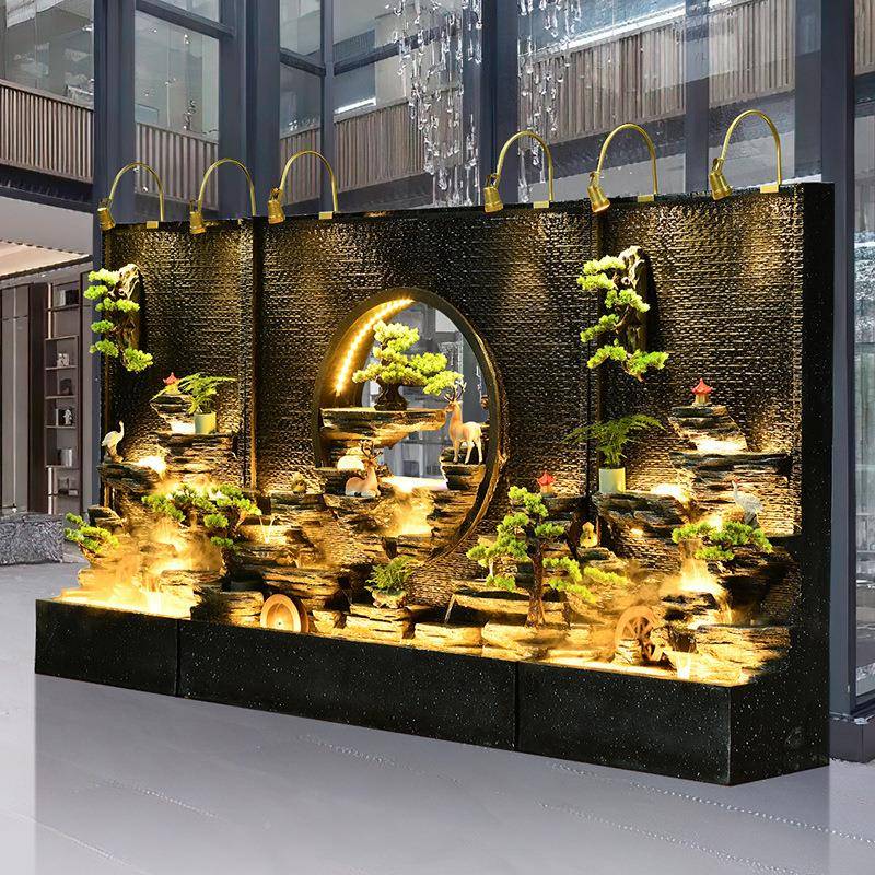 远泰家具假山流水墙风隔断公酒鱼店司水景别屏墅庭院花园池装饰造
