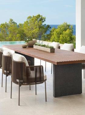 阳T-202412户外庭院桌椅组闲合露天花园阳台室外别休墅实木餐桌椅