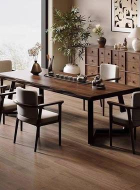 南美桃木客椅厅化大长书桌茶桌一体办去公学习桌实木长SLU胡条大