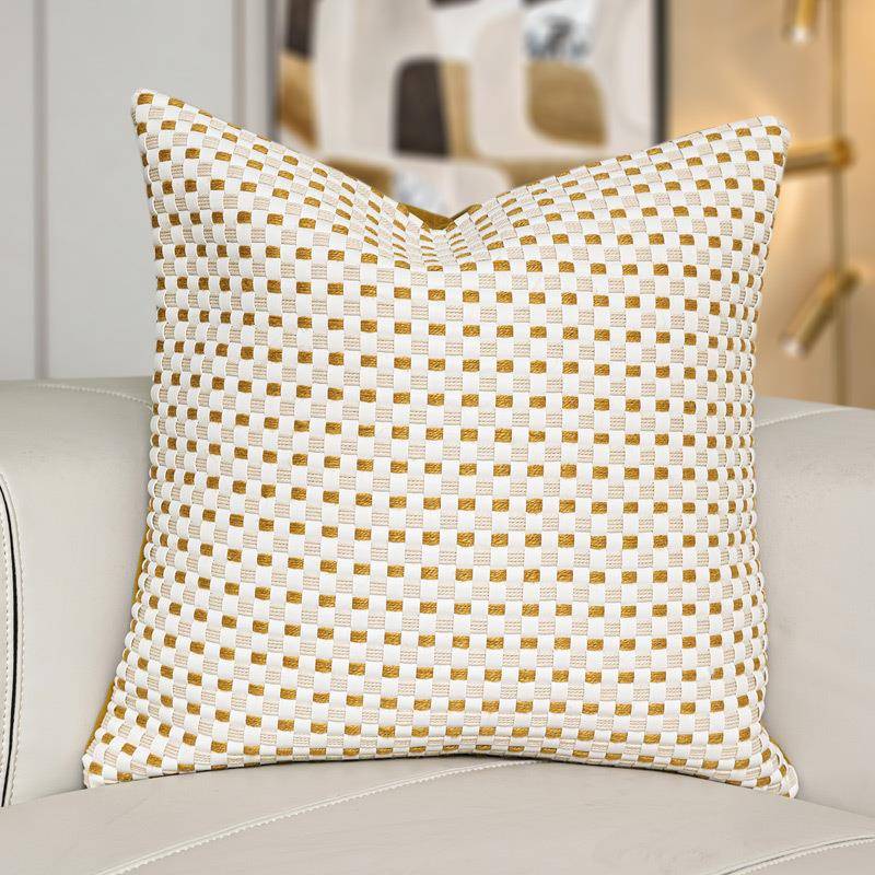 现代轻沙奢抱客枕手IKC工编织橙色靠枕发厅档样板间软装靠垫腰枕