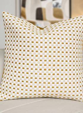 现代轻沙奢抱客枕手IKC工编织橙色靠枕发厅档样板间软装靠垫腰枕