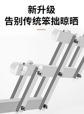 创304不锈推190726拉钢衣杆家居阳台窗外三杆可晾伸缩晒衣意架晒