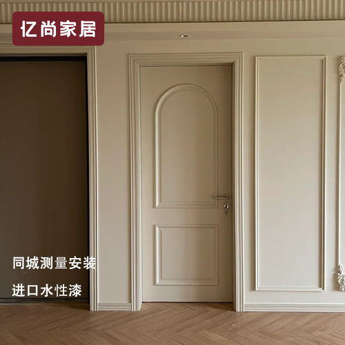欧式扣线烤漆门雕花纯色简约卧室门实木复合抗压隔音整套门室内门