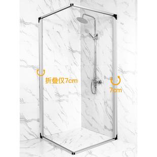 L型隐形浴EPC帘装 弧型淋浴套折免打孔浴帘布防叠水房卫生间浴室洗