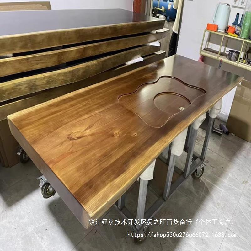 原木不规则可做台面板边板松大板茶桌茶台桌面实木边吧自GZE然木