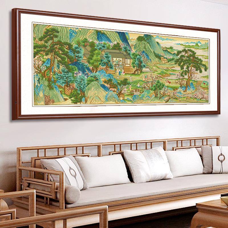 A6新L十绣2025字F766H76T款线客厅名画手工绣大气绣山水风景桃源