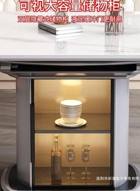 椅实木家岩板CEI餐桌椅厅新款轻奢简约用可折叠旋转客餐桌组合电