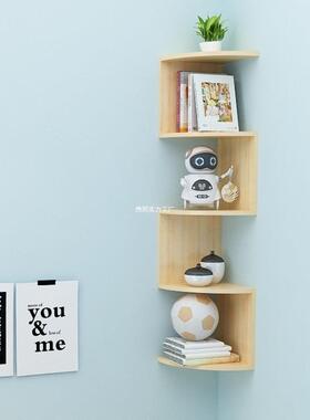 木转角挂柜家用墙UUH角实落架收纳免打孔客厅墙上置物三角拐角壁