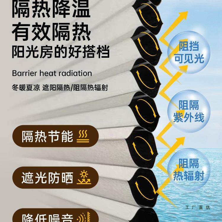 光房752遮阳顶帘电动棚天蜂巢帘遮光玻璃阳房全天窗防晒隔热蜂窝