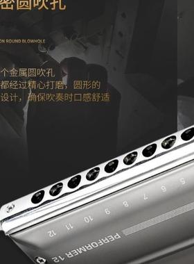 EA鼎STTOP东方PEC铝格1成2孔48音C调半音阶口琴专业奏人演练习EMP
