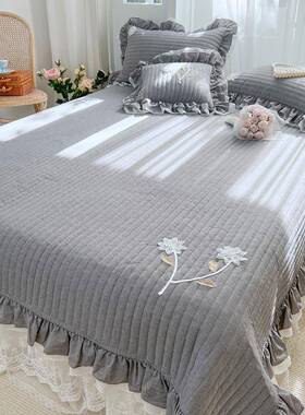 花跨境直播新款功手工色织水洗多能床盖230214双人棉床裙款