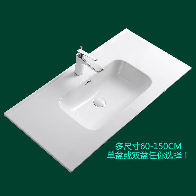 直供酒店卫生间一体陶瓷盆家用洗漱台面薄边双盆浴室洗脸洗手单盆