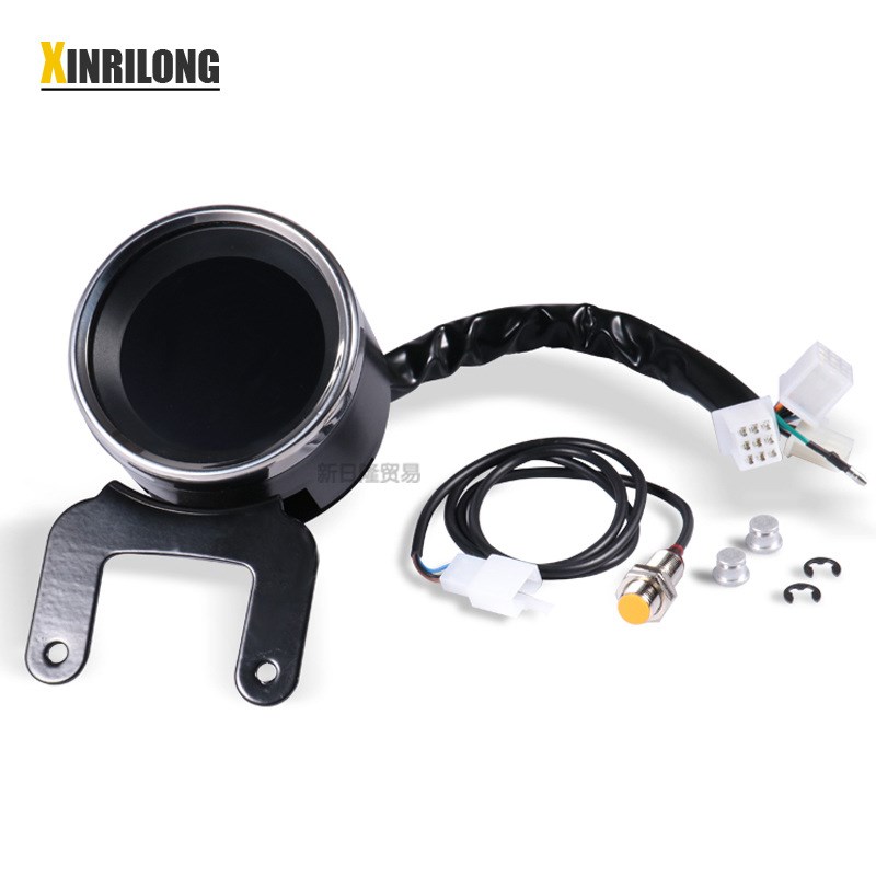 摩托车复古改装液晶仪表电子转速表可公英里切换多功能指示里程表