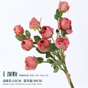 欧式复古焦边玫瑰把束仿真干燥花仿干花枯萎束绢花假花 婚礼婚庆