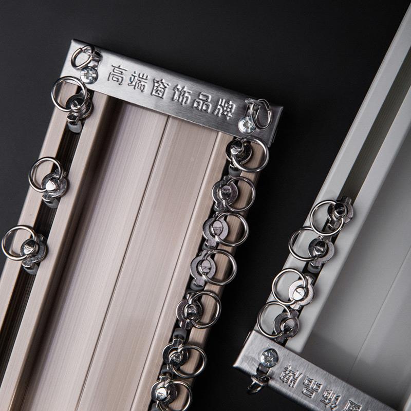 体XI直3连E窗帘轨道双轨静音顶装滑轮轨飘窗UL型窗帘盒铝F7MS7HHM