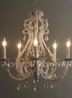 铁RH美式乡村法28776式田园做吊复古旧艺水晶灯客厅餐厅卧室服装