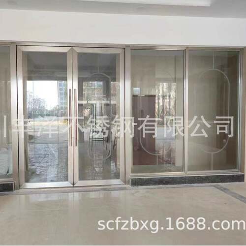 不锈钢弹地簧门平开门酒店售楼部工弹程平开门地493簧门成都厂家