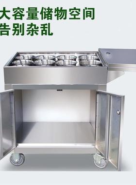 3能04不锈钢调YVC料商用餐厅手推车移动饭店调味厨多功推餐车小房