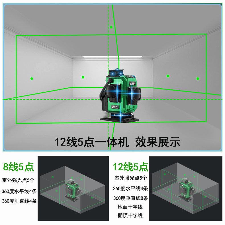 内外红外线水平绿光仪12线16线蓝光精度室ROS墙地高仪全自动调平