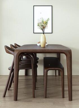 木北美黑胡桃实27612木餐桌长方形简现代家用全榫原卯饭桌木书桌