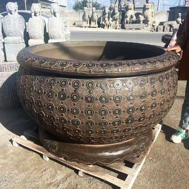 石雕鱼缸花盆仿门海鱼青石缸荷古016花缸庭院石头缸水养户外圆缸