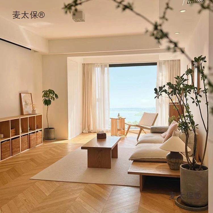 kt木纹砖奶风仿油实木地板砖卧客厅室鱼骨木砖NJI复古柔光大麦纹