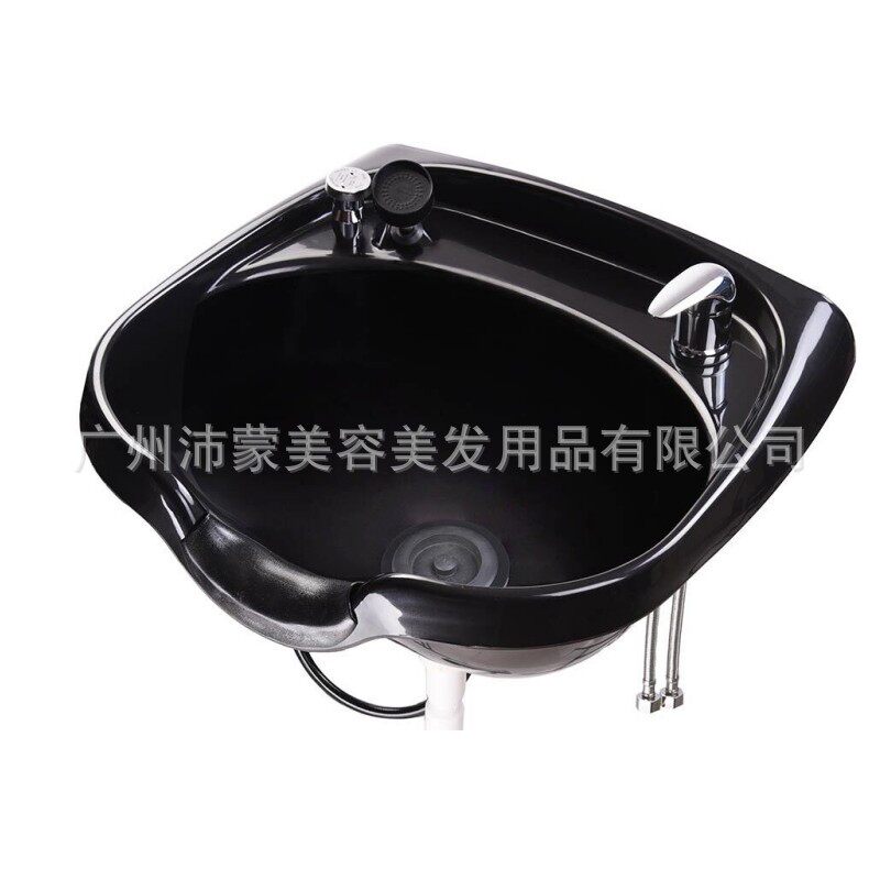 现代简约ABS黑色挂墙圆形盆洗头床洗头柜通用轻巧耐摔水件 冲水盆