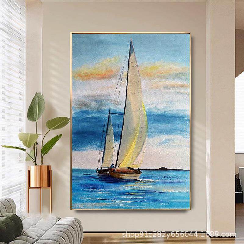 手纯绘油画风装饰壁客厅玄关书房走廊过道SXR立体景手画工挂画