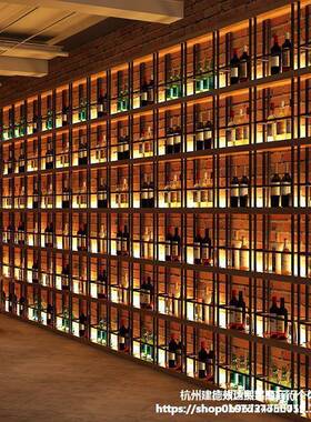 红子酒厅架铁艺发光架酒XNH柜酒吧餐柱靠墙置物架隔断展酒示架啤