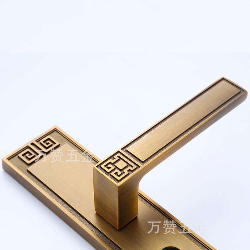 新中式静青内音磁吸室门C619-09-锁卧厨房室卫生间古铜木门锁复古