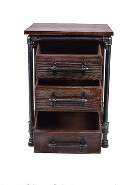 厂家直10586风销复古工业铁室艺实木床头柜公室卧客厅文件柜收办