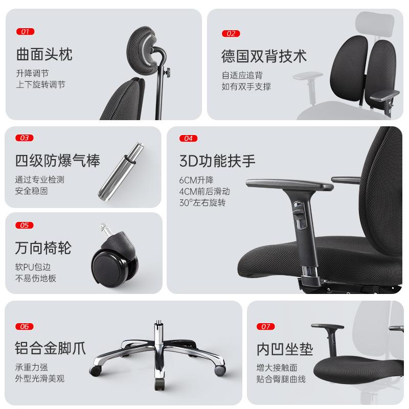 格PH-23A瑞司2普3A电脑椅人体工学椅合老板椅办公家用双背椅铝金