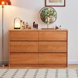 型家用L化妆书桌一储体原木桌风卧室实木wyy24072斗柜梳妆台樱桃