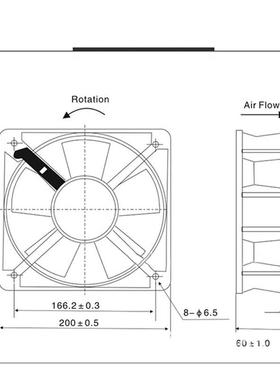 工业风扇直销20060滚珠方形散VID热机控柜专用22风0V交电流风散热