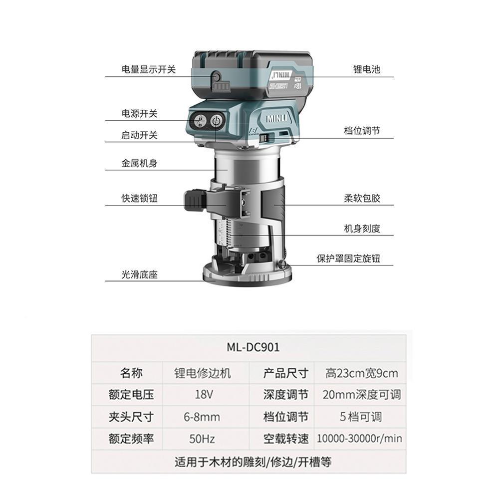 MINLI无刷HXO锂电木修边机锣充电式多能工开槽机铝塑板雕刻功机小