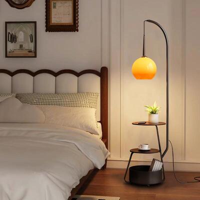 中艺古床头柜轻奢边几法40175创意小型替代简约铁覆古置物架带灯