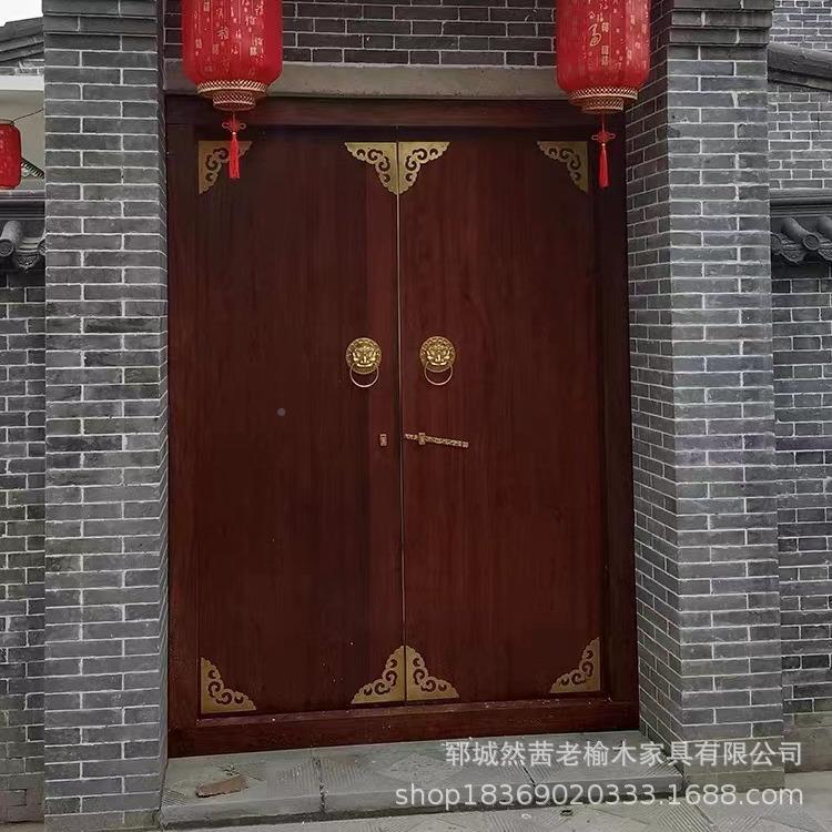 式仿古老榆353大木门庭院别墅自建房进中开户双门实木多款老式大