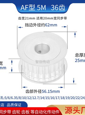 5M36齿同步齿轮齿宽21A内孔5/6/8/10/12/14/15/19/20同步带轮现货