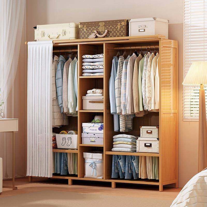 实木简易衣柜CYP出租房防实尘经济型结耐用大挂衣橱带遮帘卧室挡,住宅家具,独立衣柜,淘宝优惠券,粉丝福利购,淘宝优惠卷