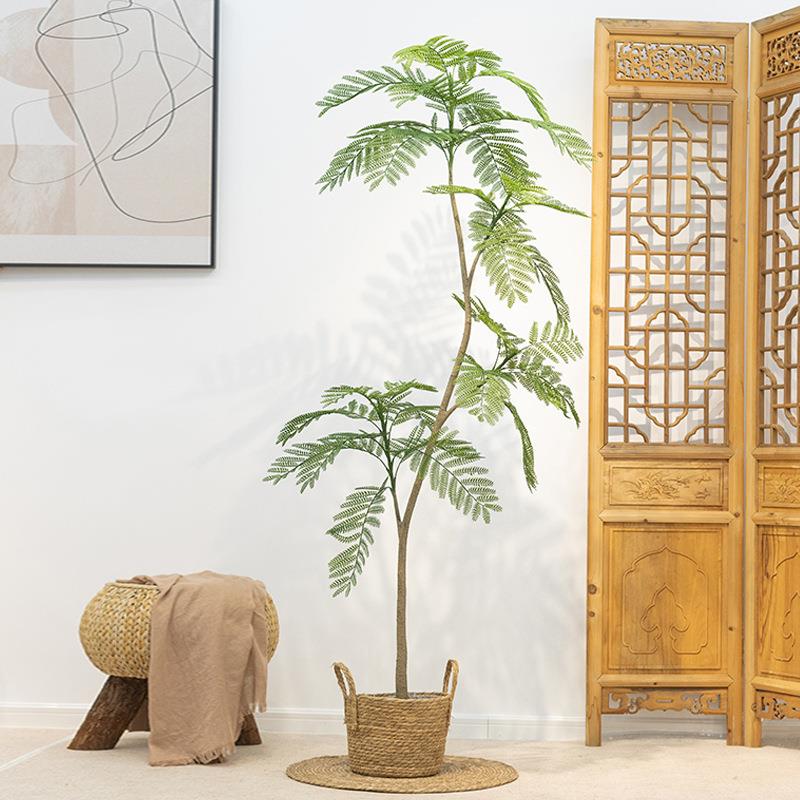 仿真蓝花楹绿店植家居客厅商场铺LPD饭摆店餐厅落地假盆树栽装饰