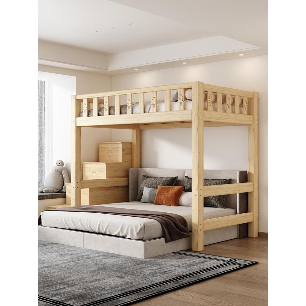 实梯柜上床下桌带组高架床单上层下空衣木ALF77TS6柜上铺悬空儿童