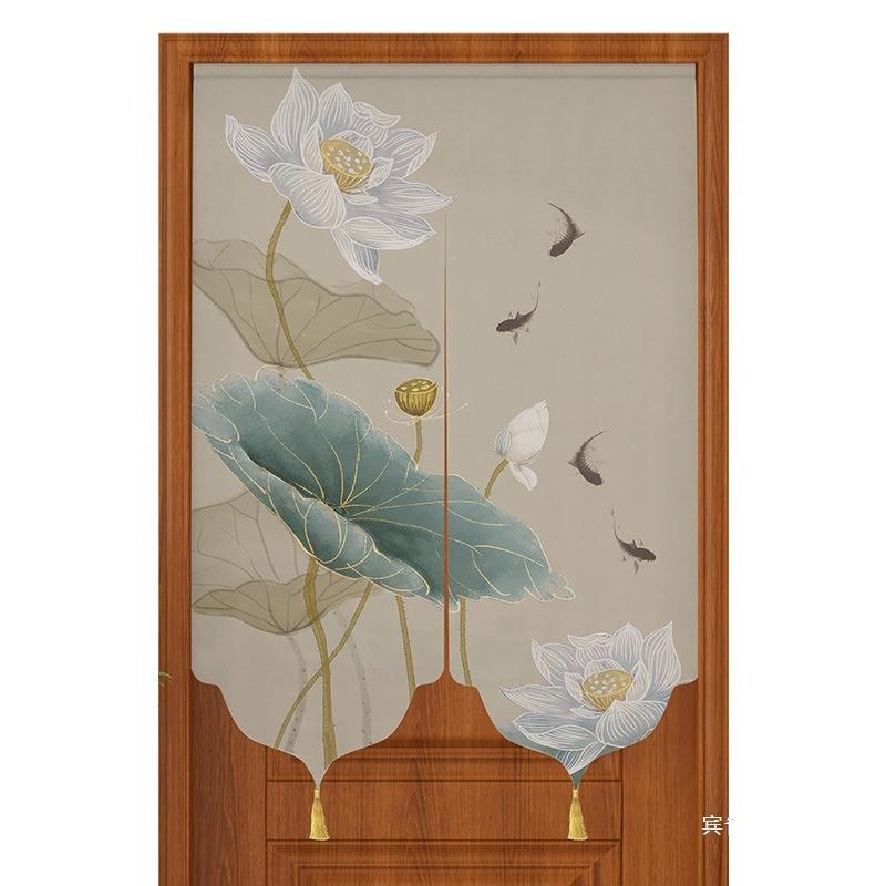 中式花门半帘隔断帘家用10010445帘子卧室厨卫生间免房打孔风水布