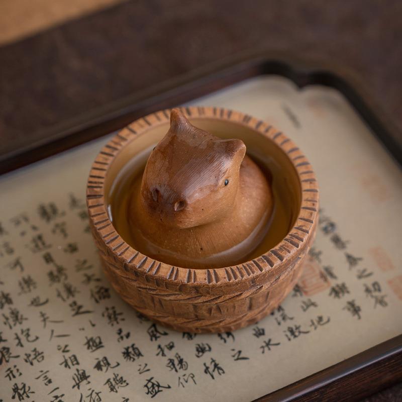 紫砂84971卡巴桌拉水茶豚澡盆茶宠摆件可养皮茶具桌可爱茶玩小摆