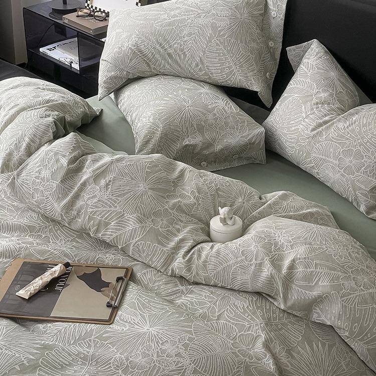 A类复古田园风浮洗雕床提花水ARK上棉四件套纯棉全棉被套单床用品