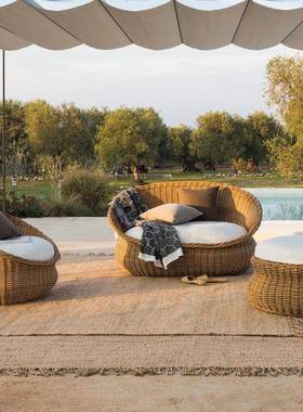 创户外藤编休闲沙发露意阳藤椅WXP花园庭院台阳光房懒人藤沙天发