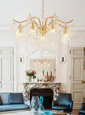 美式房轻奢水晶吊灯客厅灯现代简约餐灯XSD526吊金色黑色书卧室铁