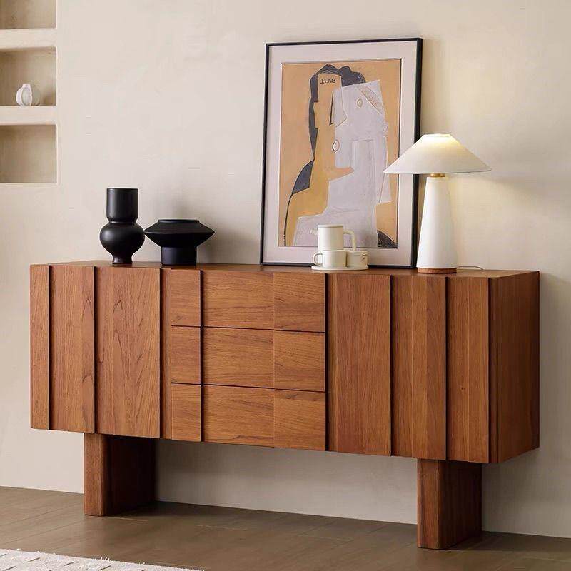 PUW法山川古中实木饰面餐边柜法式餐复古柚式木饰面简约厅储物柜