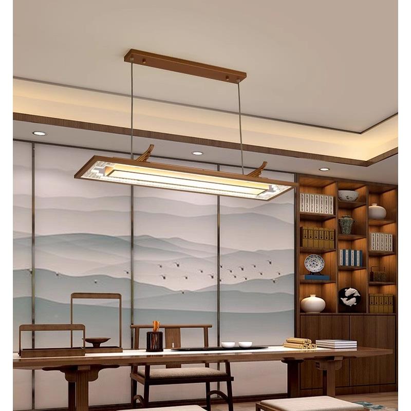 新中式茶室灯吊古典茶桌灯办简约长方形公室灯LED厅门市前907餐台