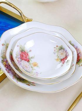 欧式骨瓷餐具套装碟OHS深家盘子菜盘盘用创意陶瓷汤花边餐盘感子