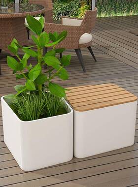 户外业不锈18471钢花箱坐凳组合商场公商街广成场品铁艺花园架花